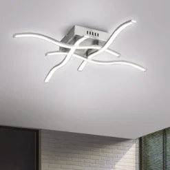 JUST LIGHT 15131-55 WAVE LED Deckenleuchte silber 3000K