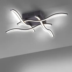 JUST LIGHT 15131-18 WAVE LED Deckenleuchte schwarz 3000K