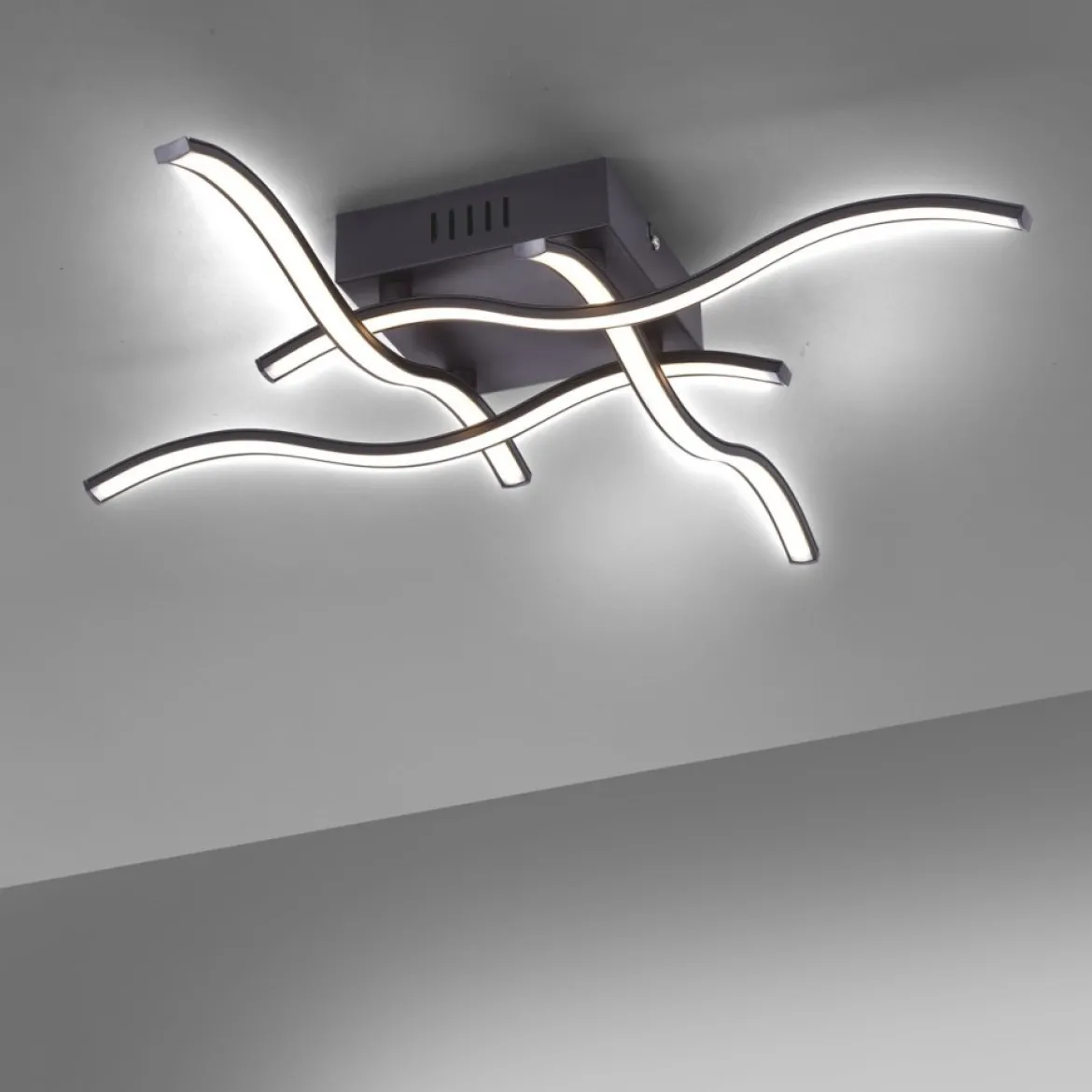 JUST LIGHT 15131-18 WAVE LED Deckenleuchte schwarz 3000K