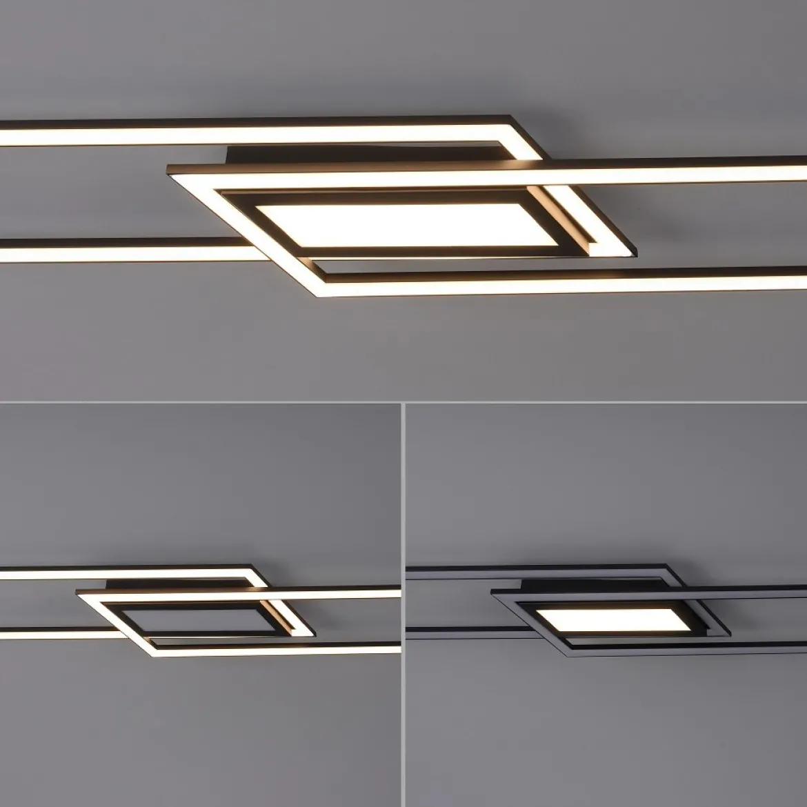 Leuchten Direkt 14694-18 ASMIN LED Deckenleuchte flach schwarz 100x18cm