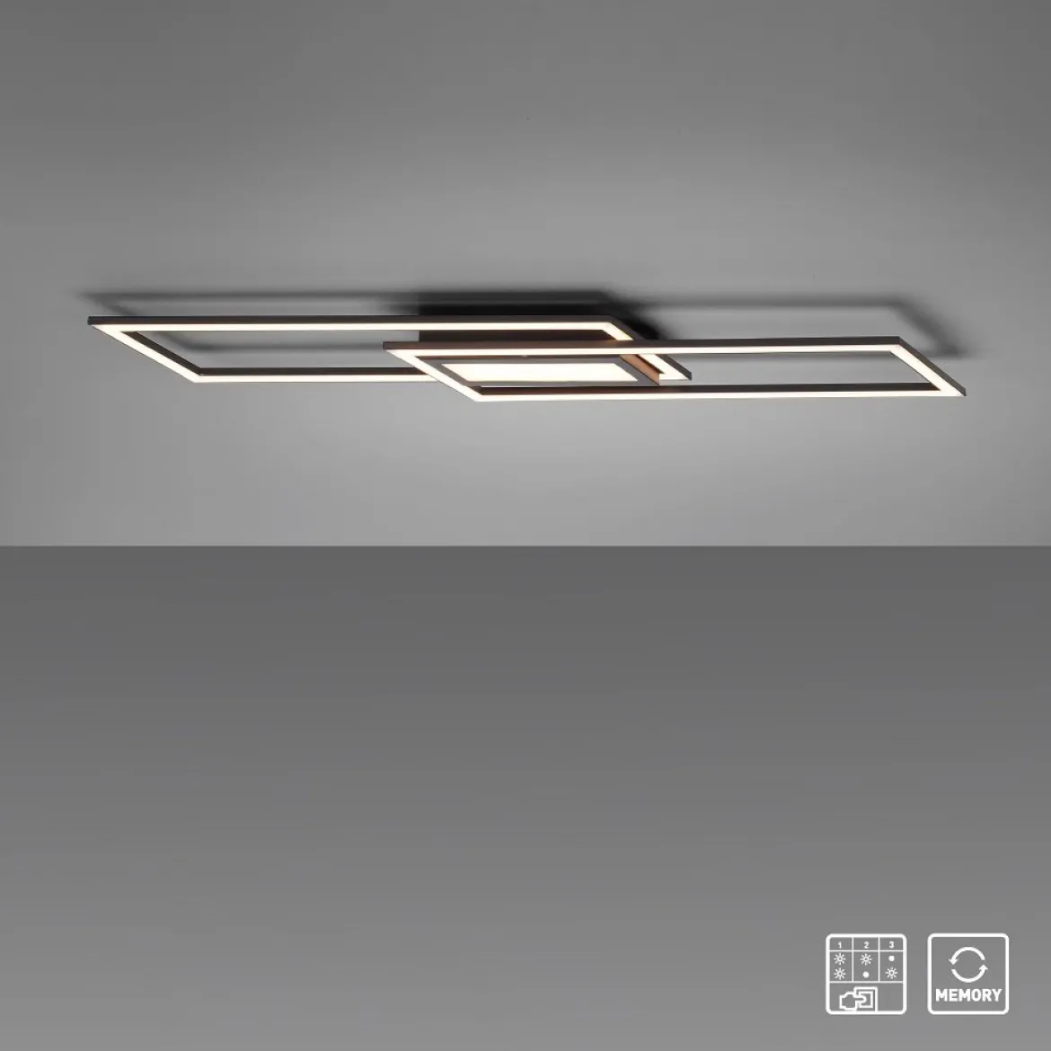 Leuchten Direkt 14694-18 ASMIN LED Deckenleuchte flach schwarz 100x18cm