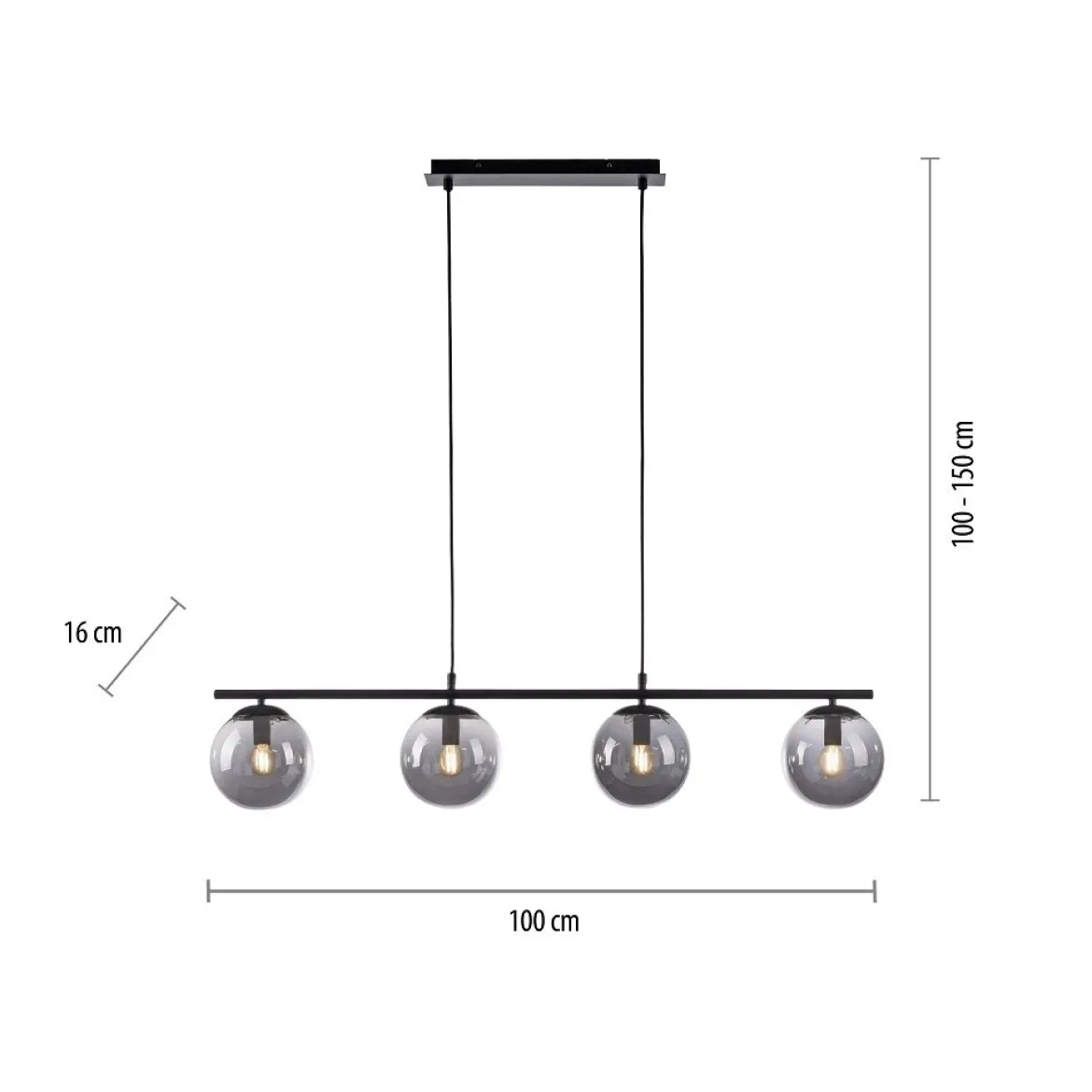 Leuchten Direkt 14604-18 BIG WIDOW Pendelleuchte 4-flammig Schwarz