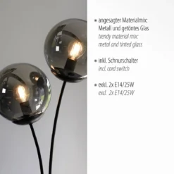 Leuchten Direkt 14605-18 BIG WIDOW Tischleuchte 2-flammig Schwarz