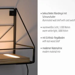 Leuchten Direkt 15277-18 BOARD Wandleuchte Schwarz Boden aus Holz 45cm