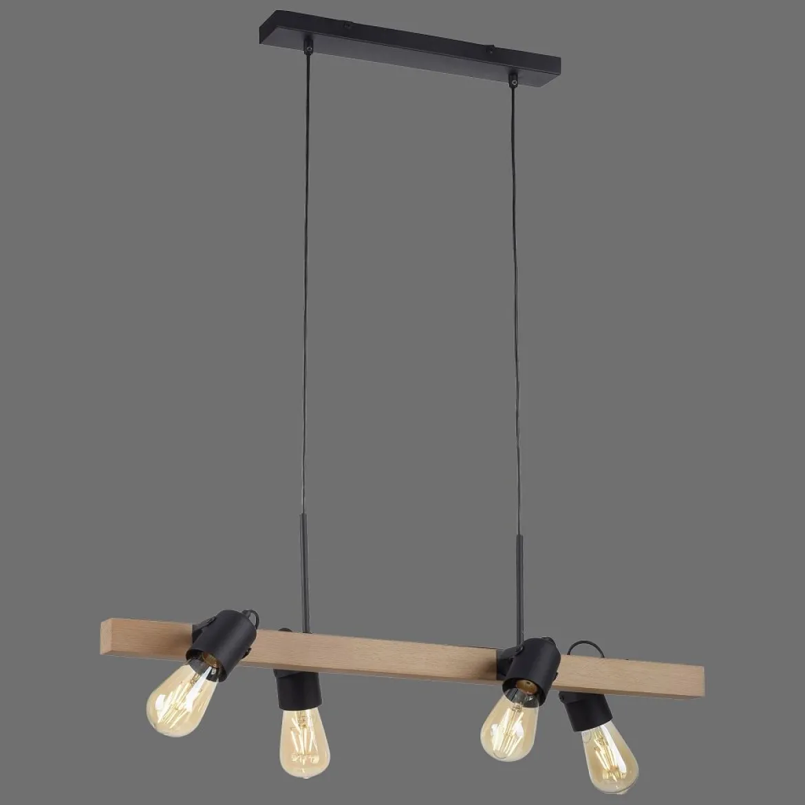 Leuchten Direkt 15630-18 CANOP Pendelleuchte 4-flammig Schwarz Holz