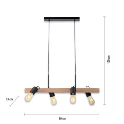Leuchten Direkt 15630-18 CANOP Pendelleuchte 4-flammig Schwarz Holz