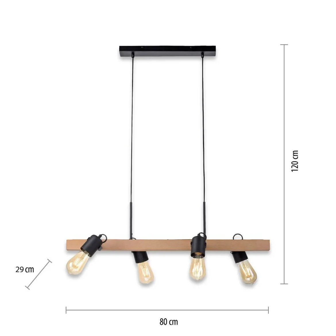 Leuchten Direkt 15630-18 CANOP Pendelleuchte 4-flammig Schwarz Holz