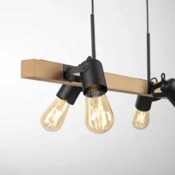 Leuchten Direkt 15630-18 CANOP Pendelleuchte 4-flammig Schwarz Holz