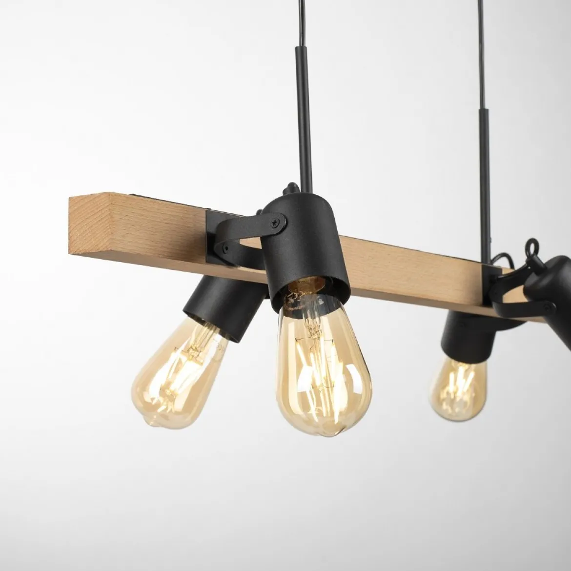 Leuchten Direkt 15630-18 CANOP Pendelleuchte 4-flammig Schwarz Holz