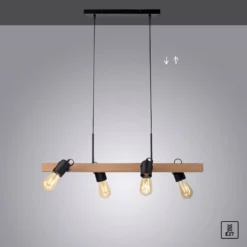 Leuchten Direkt 15630-18 CANOP Pendelleuchte 4-flammig Schwarz Holz