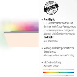 Leuchten Direkt 15562-16 CONRAD LED Deckenleuchte rechteckig CCT Rainbow RGB