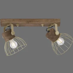 Leuchten Direkt 11487-60 Deckenleuchte Alami 2-flammig messing holz E27