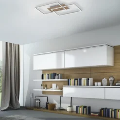 Leuchten Direkt 14018-78 Deckenleuchte Iven 2-flammig stahl Holzdekor CCT