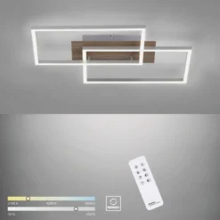 Leuchten Direkt 14018-78 Deckenleuchte Iven 2-flammig stahl Holzdekor CCT