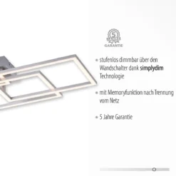 Leuchten Direkt 14791-55 Deckenleuchte Iven stahl 4-flammig dimmbar