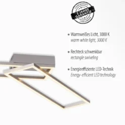 Leuchten Direkt 14023-55 Deckenleuchte Iven stahl rechteckig 3000K dimmbar
