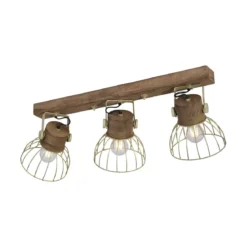 Leuchten Direkt 11488-60 Deckenleuchte Alami 3-flammig messing holz E27