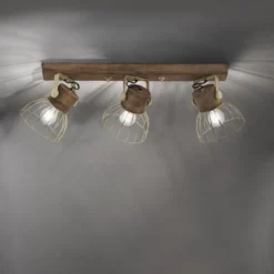 Leuchten Direkt 11488-60 Deckenleuchte Alami 3-flammig messing holz E27