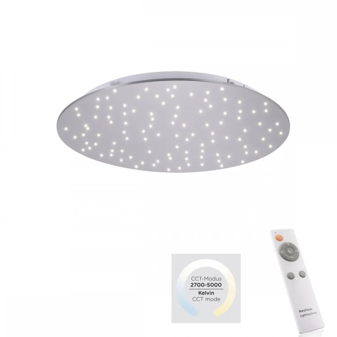 Leuchten Direkt 14673-55 Deckenleuchte Sparkle stahl rund