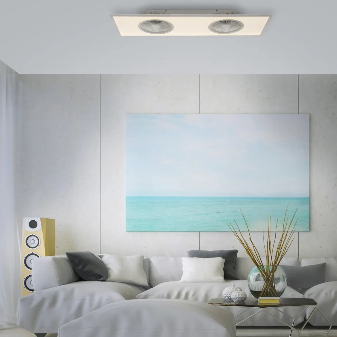 Leuchten Direkt 14643-16 Deckenventilator Flat-Air eckig weiß