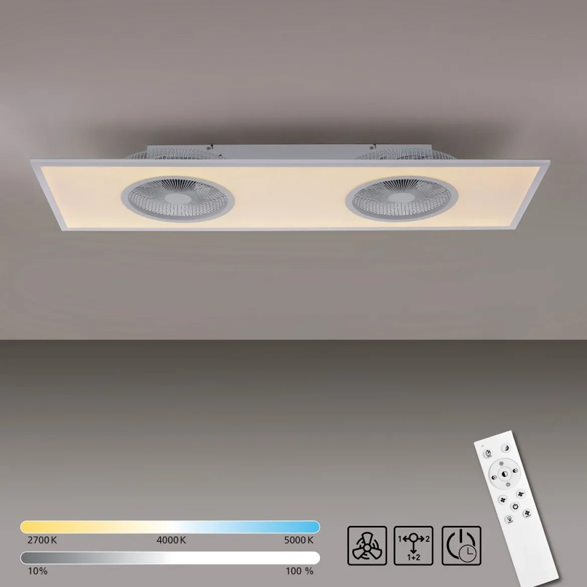Leuchten Direkt 14643-16 Deckenventilator Flat-Air eckig weiß