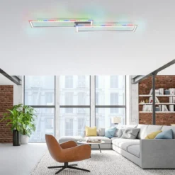 Leuchten Direkt 14635-55 FELIX60 LED Deckenleuchte 72x120cm RGBW silber