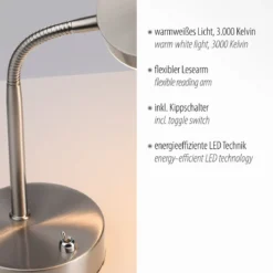 Leuchten Direkt 14419-55 HENSKEN LED Tischleuchte silberfarbig