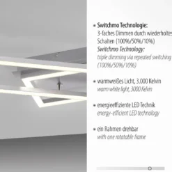 Leuchten Direkt 14691-55 IVEN LED Deckenleuchte silberfarben 3 Step Dim 102x20cm