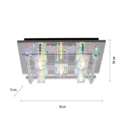 Leuchten Direkt 51365-17 KEMAL2.0 LED Deckenleuchte Kristallglas chrom 50x50cm
