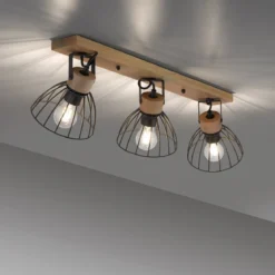 Leuchten Direkt 11418-18 LAMI Wand- und Deckenleuchte 3-flammig Holz Schwarz