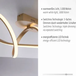 Leuchten Direkt 15403-60 LED Deckenleuchte Maria messing matt