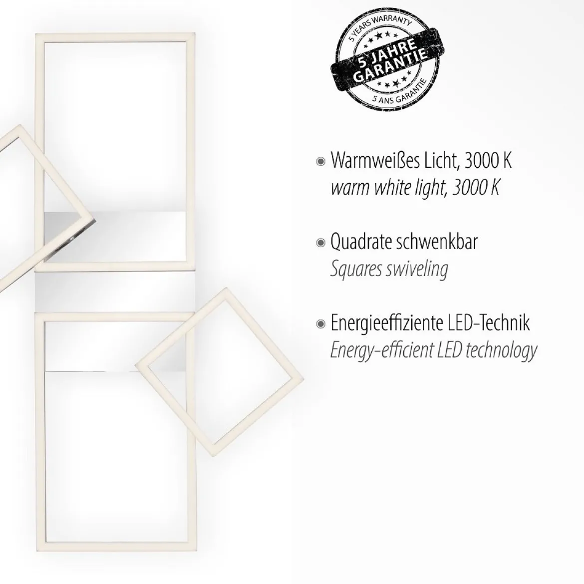 Leuchten Direkt 14030-55 LED Deckenleuchte Iven stahl verstellbar 3000K
