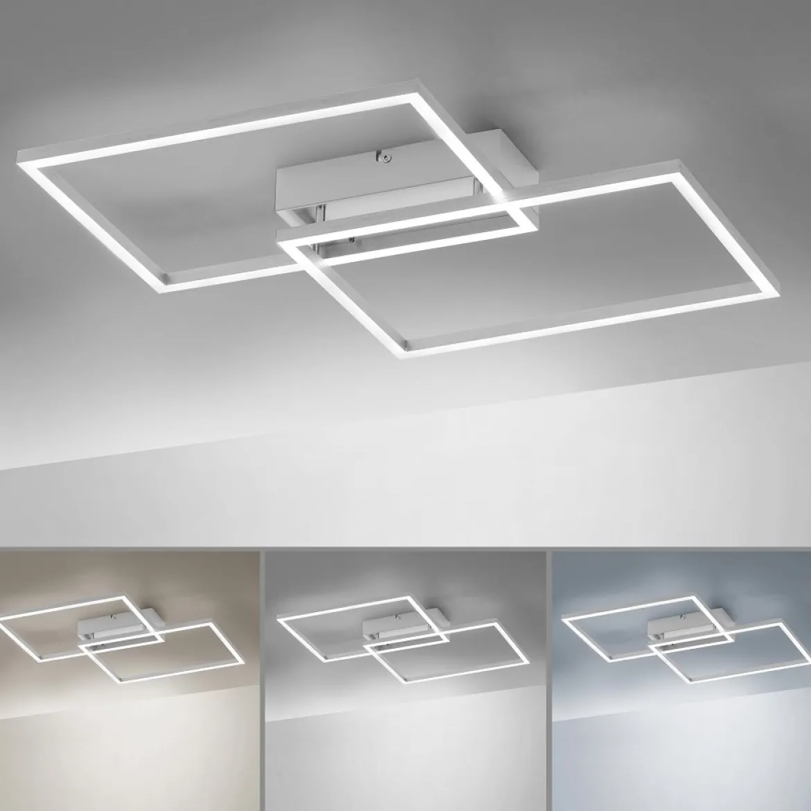 Leuchten Direkt 14018-55 LED Deckenleuchte Iven stahl CCT Steuerung