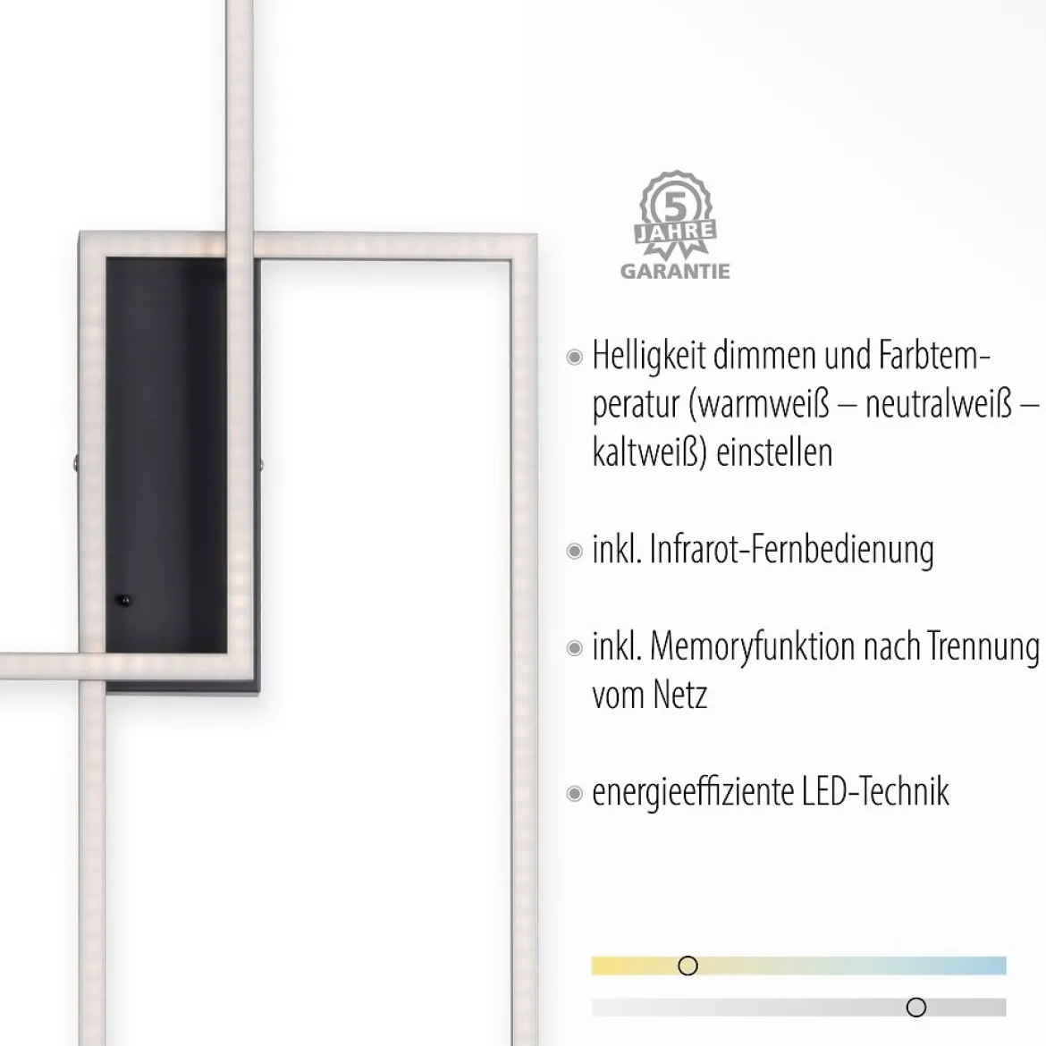Leuchten Direkt 14140-18 LED Deckenleuchte Iven eckig schwarz CCT