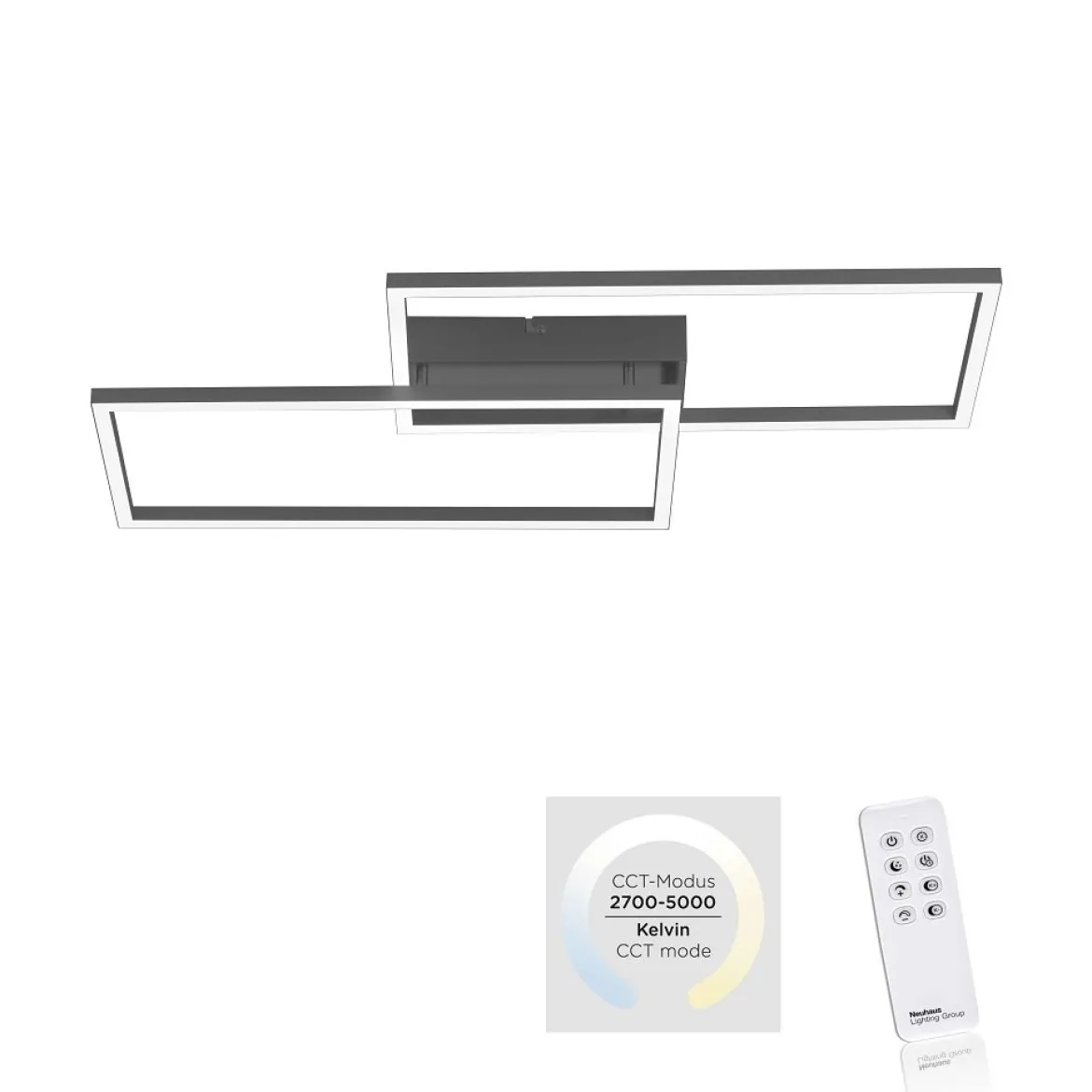 Leuchten Direkt 14140-18 LED Deckenleuchte Iven eckig schwarz CCT