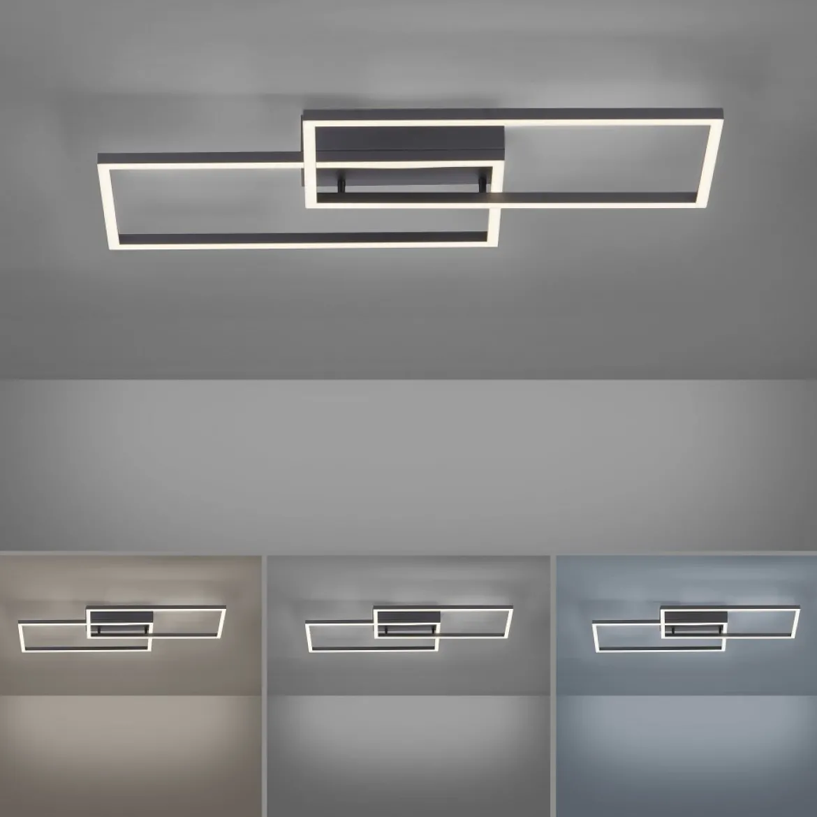 Leuchten Direkt 14140-18 LED Deckenleuchte Iven eckig schwarz CCT