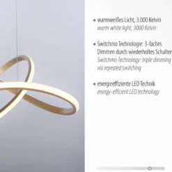 Leuchten Direkt 15402-60 LED Pendelleuchte Maria messing matt dimmbar