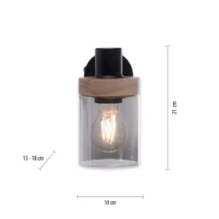 Leuchten Direkt 11311-18 PASQUAL Wand- und Deckenleuchte Rauchglas holz