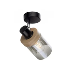 Leuchten Direkt 11311-18 PASQUAL Wand- und Deckenleuchte Rauchglas holz
