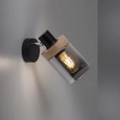 Leuchten Direkt 11311-18 PASQUAL Wand- und Deckenleuchte Rauchglas holz