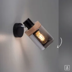 Leuchten Direkt 11311-18 PASQUAL Wand- und Deckenleuchte Rauchglas holz