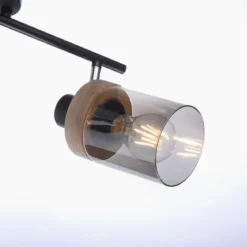 Leuchten Direkt 11312-18 PASQUAL Wand- und Deckenleuchte 2-flammig Holz Rauchglas