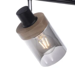 Leuchten Direkt 11312-18 PASQUAL Wand- und Deckenleuchte 2-flammig Holz Rauchglas