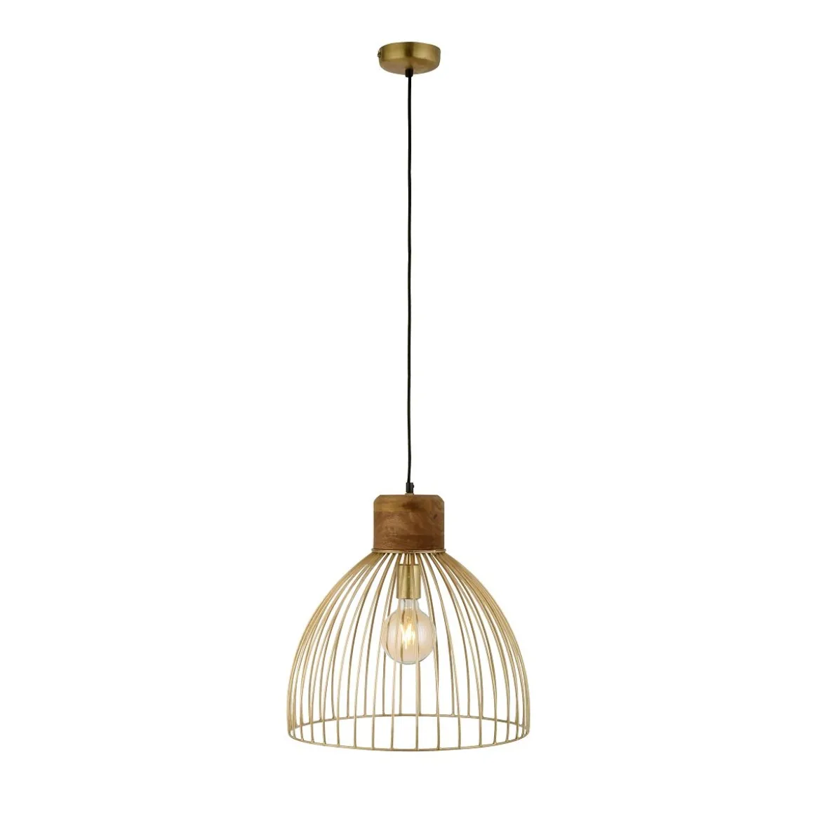 Leuchten Direkt 11489-60 Pendelleuchte Alami messing holz E27