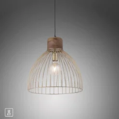 Leuchten Direkt 11489-60 Pendelleuchte Alami messing holz E27