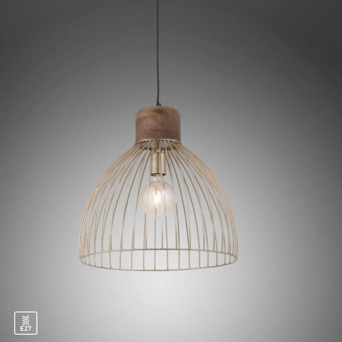 Leuchten Direkt 11489-60 Pendelleuchte Alami messing holz E27