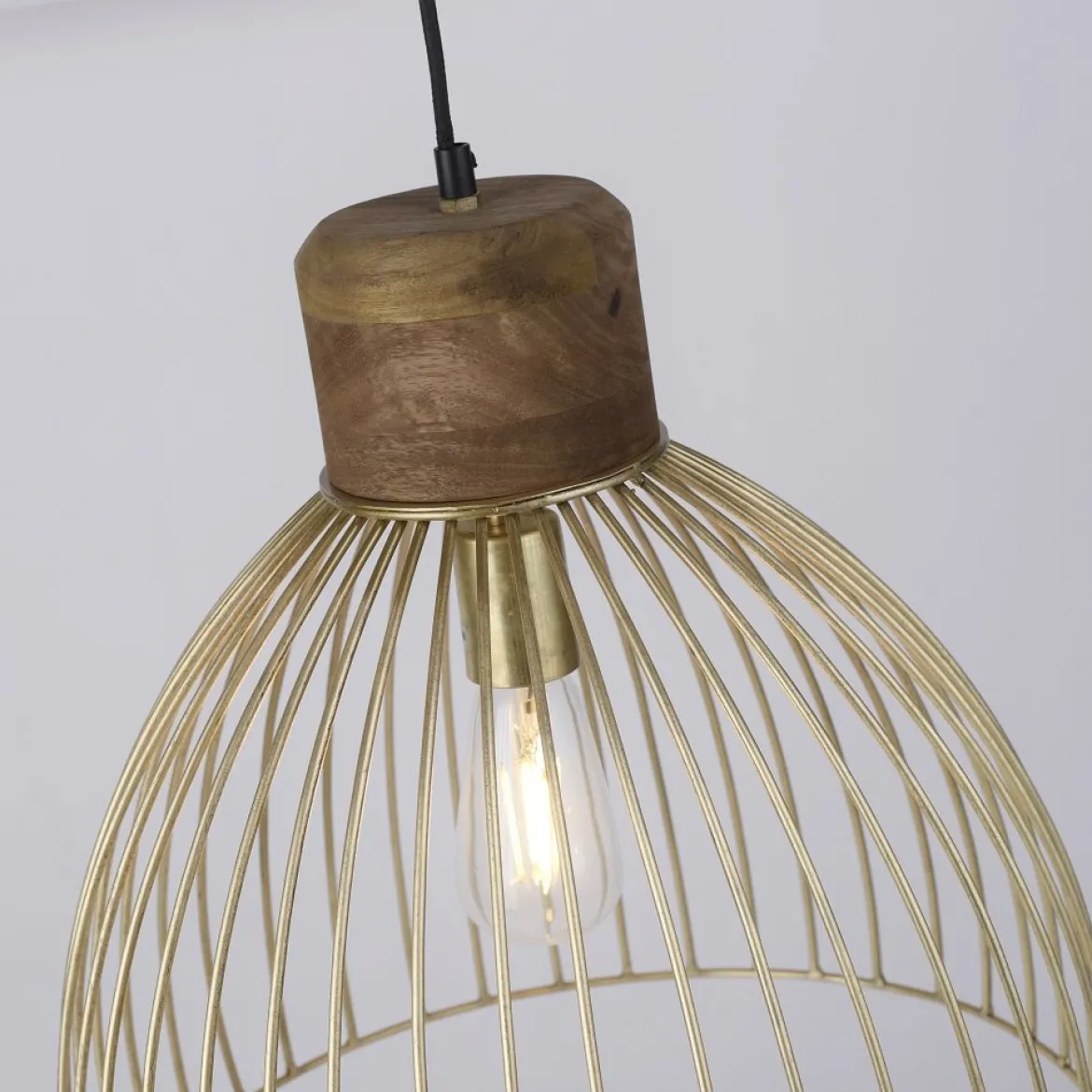 Leuchten Direkt 11489-60 Pendelleuchte Alami messing holz E27