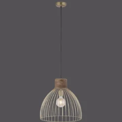 Leuchten Direkt 11489-60 Pendelleuchte Alami messing holz E27