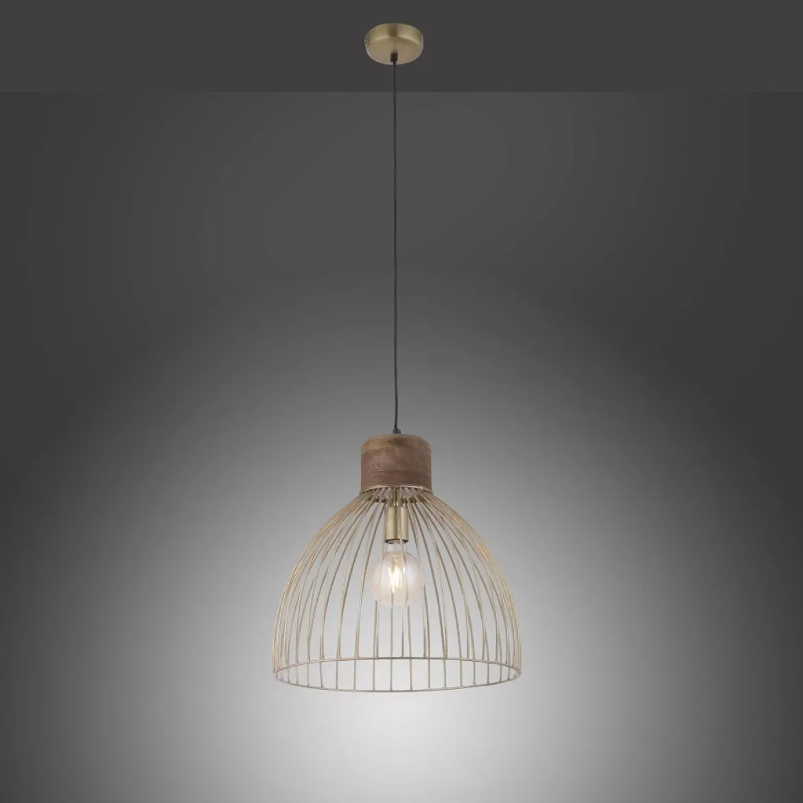 Leuchten Direkt 11489-60 Pendelleuchte Alami messing holz E27