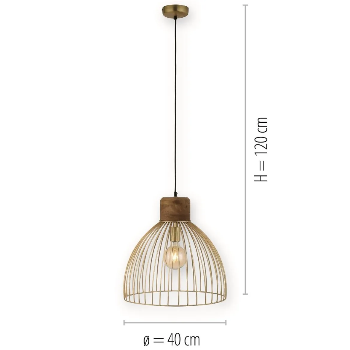 Leuchten Direkt 11489-60 Pendelleuchte Alami messing holz E27